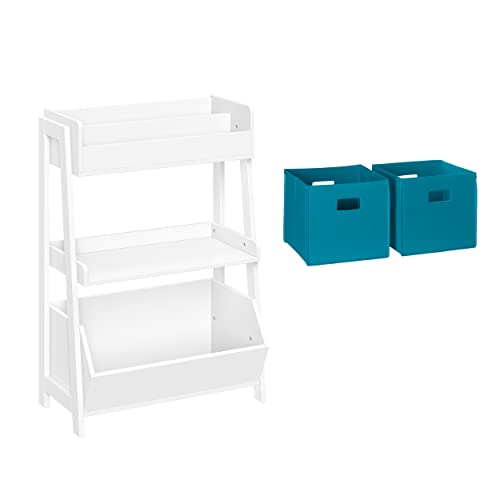 White With 2 Turquoise Bins