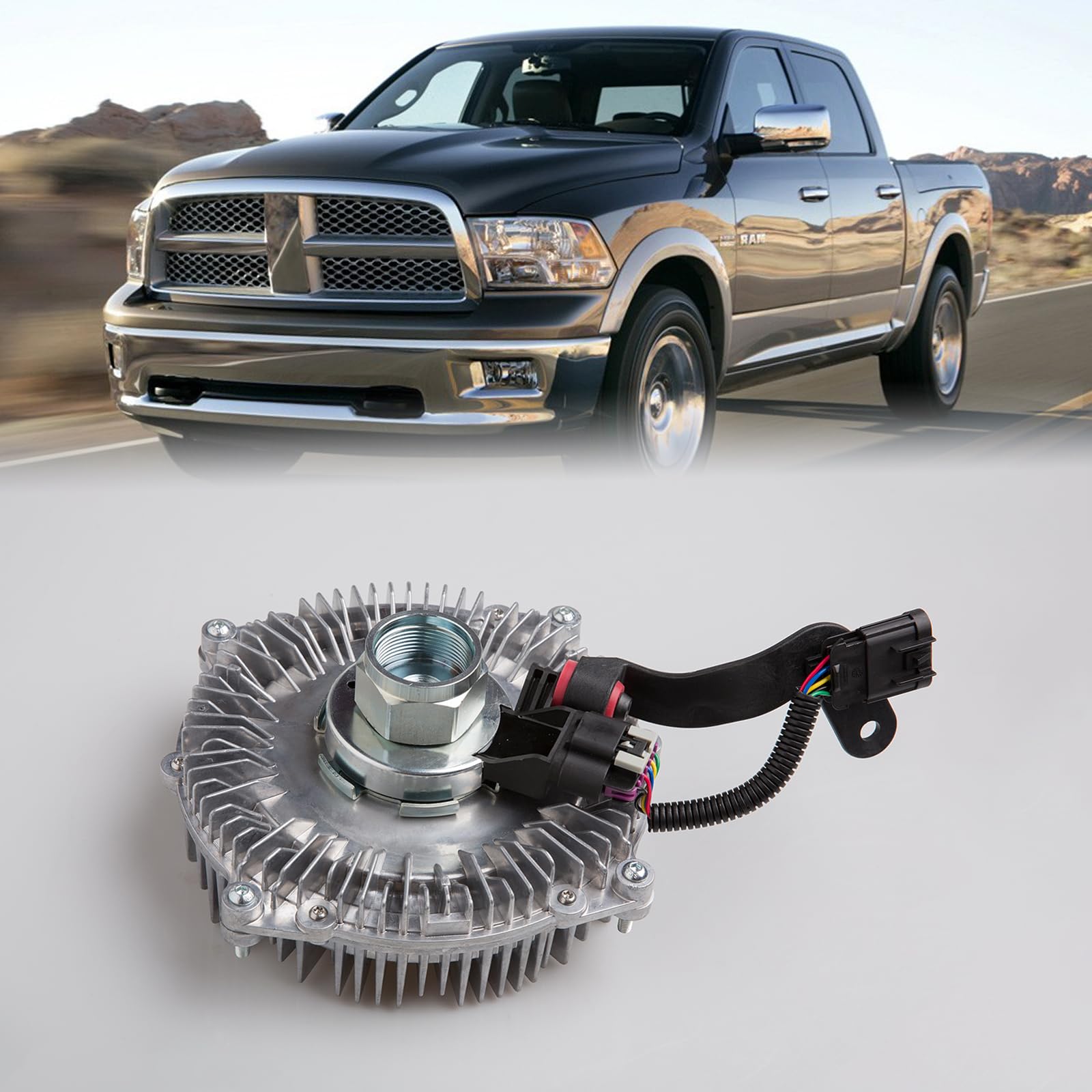 Tykick 52014729AC Electric Radiator Cooling Fan Clutch Replacement for Ram 2500/3500/4500/5500 2013-2018 6.4L 6.7L V8 L6 - Fits 622-012, 46112, 52014729AA, 52014729AB - Perfect for Off-Roading & Heavy-Duty Towing