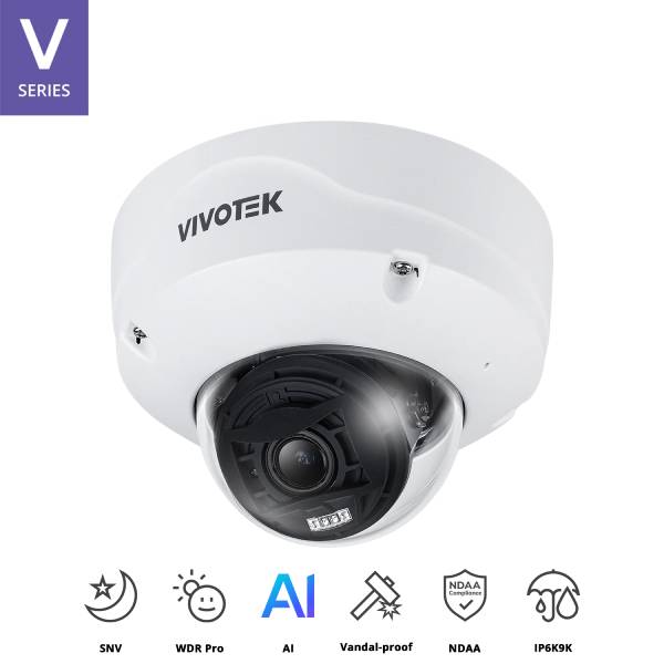 Vivotek FD9387 EHTV V3 5MP Motorized Dome Security Camera with Auto Focus - Indoor/Outdoor Surveillance for Home, Office & Business Security