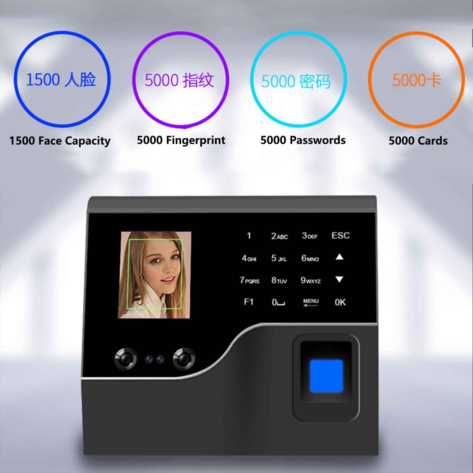 Employee Time Clock Machine with Facial Recognition - Automatic Attendance Tracking & Hours Calculation for Businesses | Ideal for Offices, Retail Stores & Workplaces