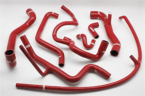 Autobahn88 High-Performance Silicone Heater Hose Kit for 1992-1998 Volkswagen VW Golf MK3 VR6 AAA ABV (Left Hand Drive) - Red Upgrade (Clamps Not Included) | Improved Cooling System for Street & Track Use