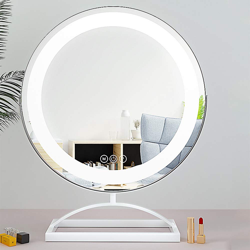 Modern LED Makeup Mirror with Light - Adjustable Desktop Vanity Mirror with Charging Port, 10X Magnification (Gold, White, Black, Rose Gold) 30x39cm, 40x49.2cm, 50x60cm - Perfect for Home Beauty Routine, Professional Makeup Application & Dressing Table Decor