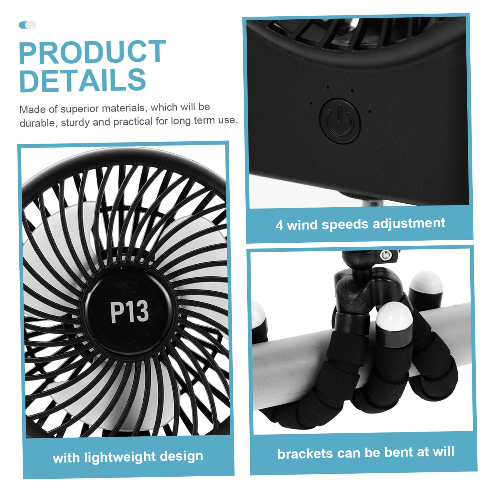 HEMOTON 5-Pack Portable Octopus Fan - USB Rechargeable Mini Fan for Travel, Camping, Stroller, Baby Seat & Office - Quiet Cooling Fan with Flexible Arms for Personal Use Anywhere