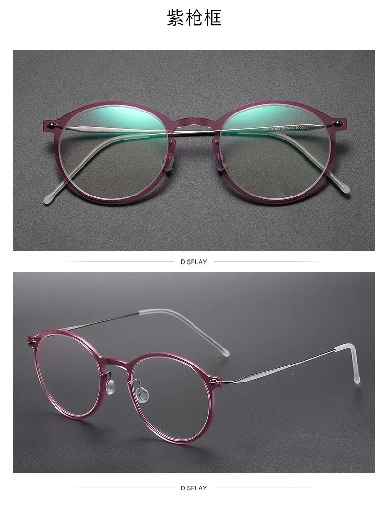 Unisex Full Rim Round Screwless Titanium Acetate Eyeglasses 6541 - Lightweight Durable Glasses for Work, Reading & Fashion | Aimee Eyewear
