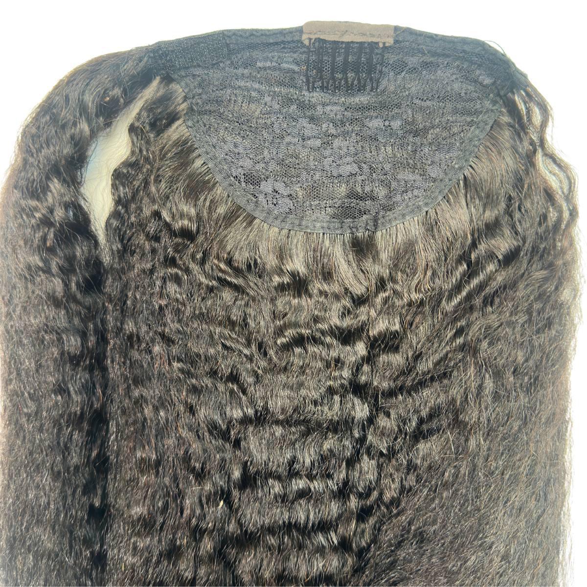 Kinky Straight 100% Human Hair Ponytail Extension - Natural Black Hairpiece for Women | Perfect for Daily Wear, Parties & Special Occasions
