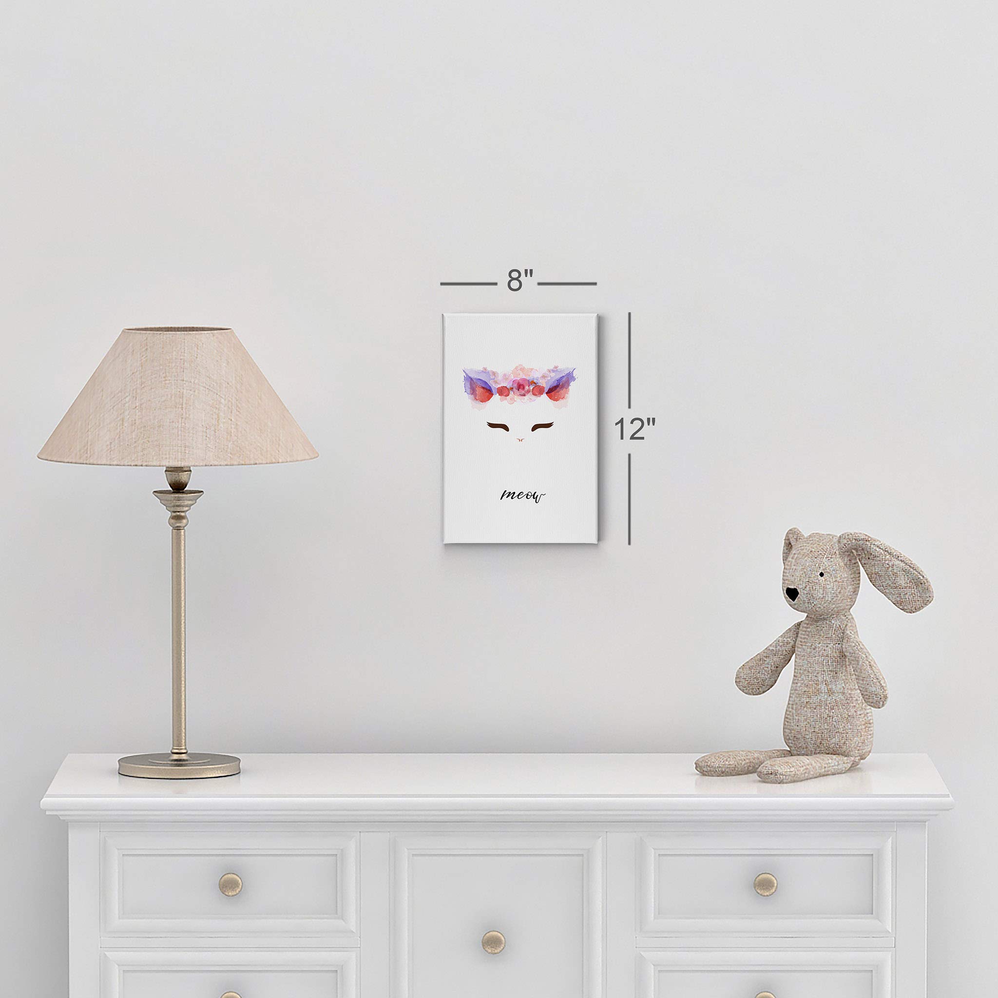 Cute Meow Cat Wall Art Canvas Print - White Background Cat Decor for Kids Room, Nursery & Baby Room - Ready to Hang 36x24 - Made in USA | Perfect for Playrooms, Bedrooms & Pet Lovers
