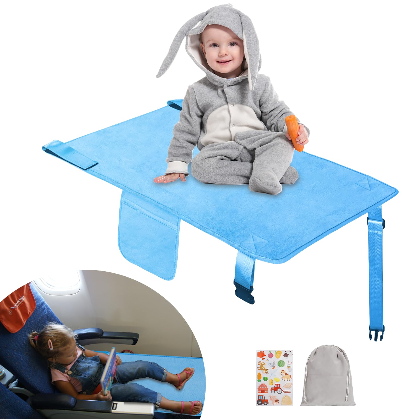 Portable Toddler Airplane Bed for Kids 1-4 Years - Soft Travel Seat Extender & Foot Rest for Flights | Perfect for Long-Haul Travel & In-Flight Comfort