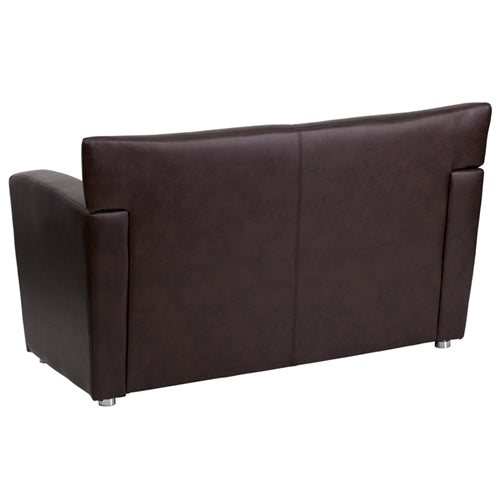 Premium FLASH HERCULES Majesty Series Brown LeatherSoft Loveseat Sofa - Soft Genuine Leather, Comfortable 2-Seater for Living Room, Home Theater & Office Lounge