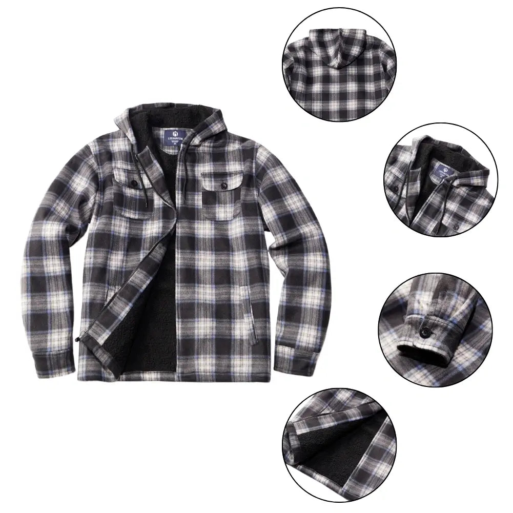 Men's Plaid Sherpa Lined Jacket - Warm Winter Flannel Shirt Jacket for Outdoor Activities & Casual Wear