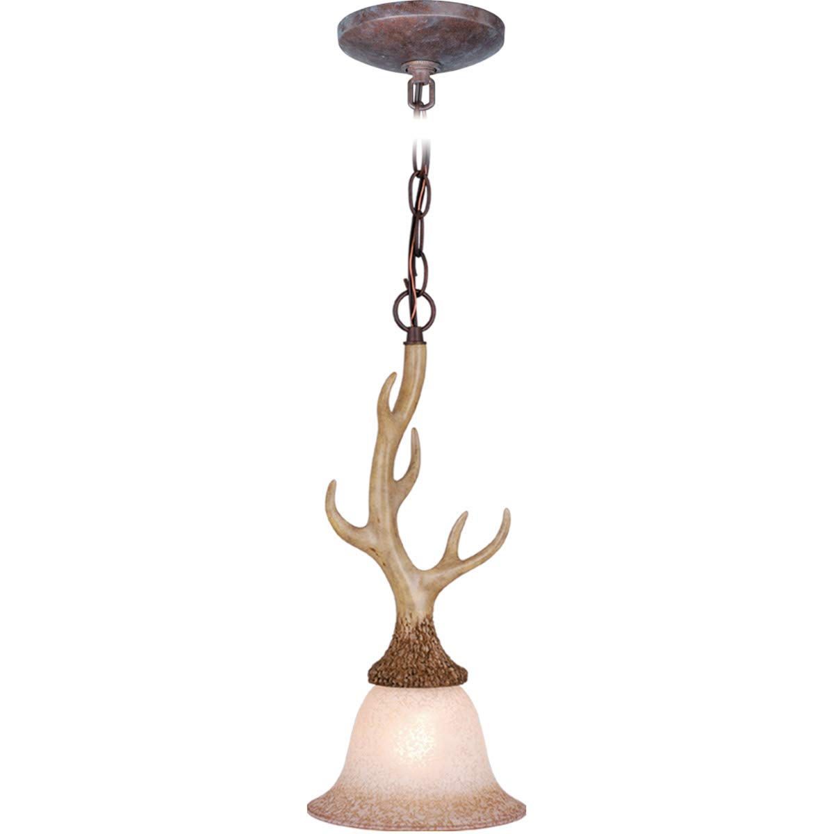 Natural Rustic Antler Mini Pendant Ceiling Light - Noachian Stone Design, Wildlife-Themed Hanging Fixture for Cabin, Lodge & Farmhouse Decor | Perfect for Kitchen Island, Dining Room & Entryway Lighting