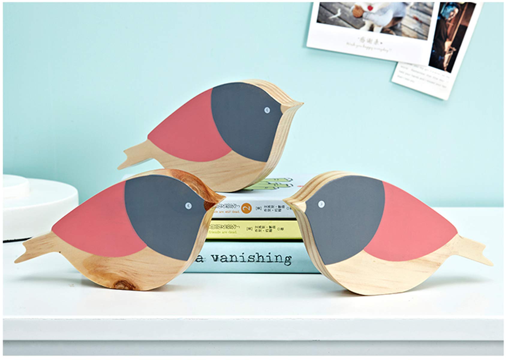 Handmade Wooden Bird Statue Sculpture - Premium Red Bird Tabletop Figurine for Nursery Room Decor, Home Decoration & Unique Kids Gifts | Perfect for Baby Showers, Birthday Presents & Farmhouse Style Décor