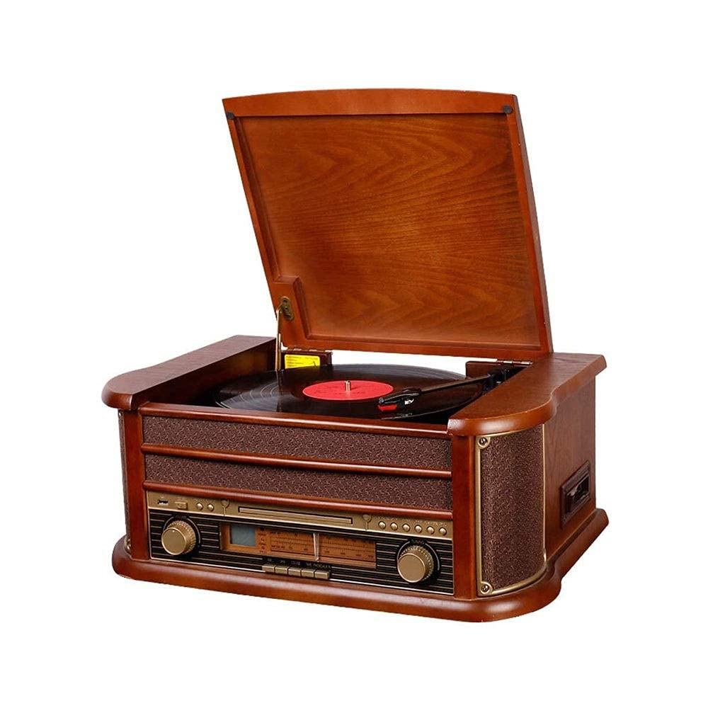 Vintage Bluetooth Record Player with Built-in Speakers - 3-in-1 Turntable for Vinyl, CD & Cassette | Belt-Drive Retro Audio System for Home, Office & Party Entertainment