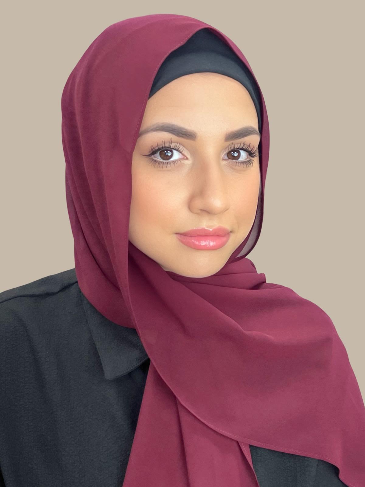 Luxury Chiffon Hijab Scarf - Soft Lightweight Shawl for Women - Elegant Mahogany Color - Perfect for Daily Wear, Prayer, and Special Occasions