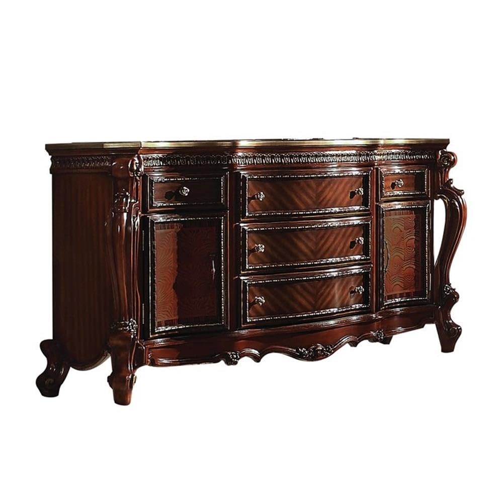 Acme Picardy 5-Drawer Wooden Dresser with 2 Doors in Cherry Oak Finish - Perfect for Bedroom Storage & Organization