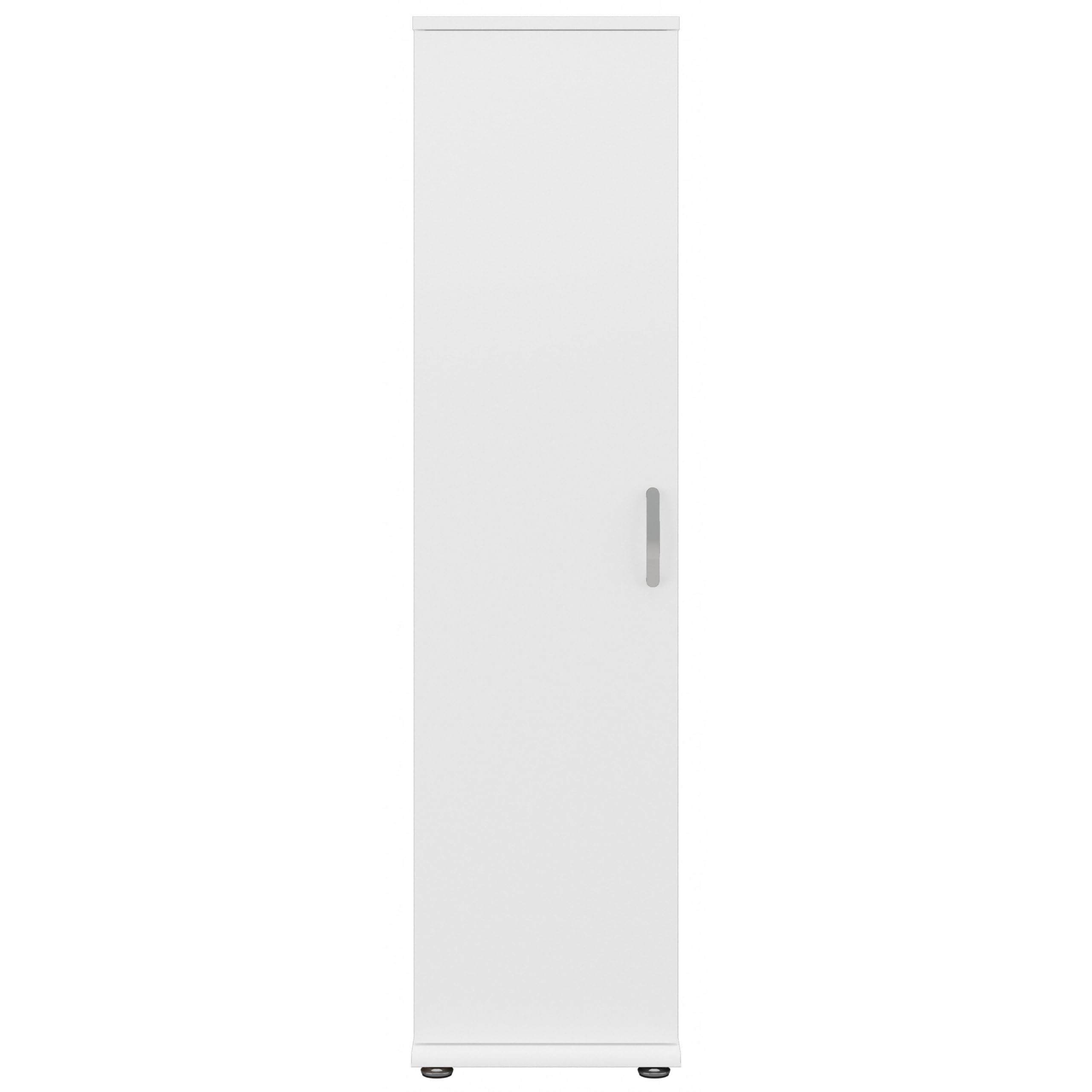 Bush Business Furniture Universal Narrow Linen Tower with Door and Shelves - White Storage Cabinet for Office, Home, or Closet Organization