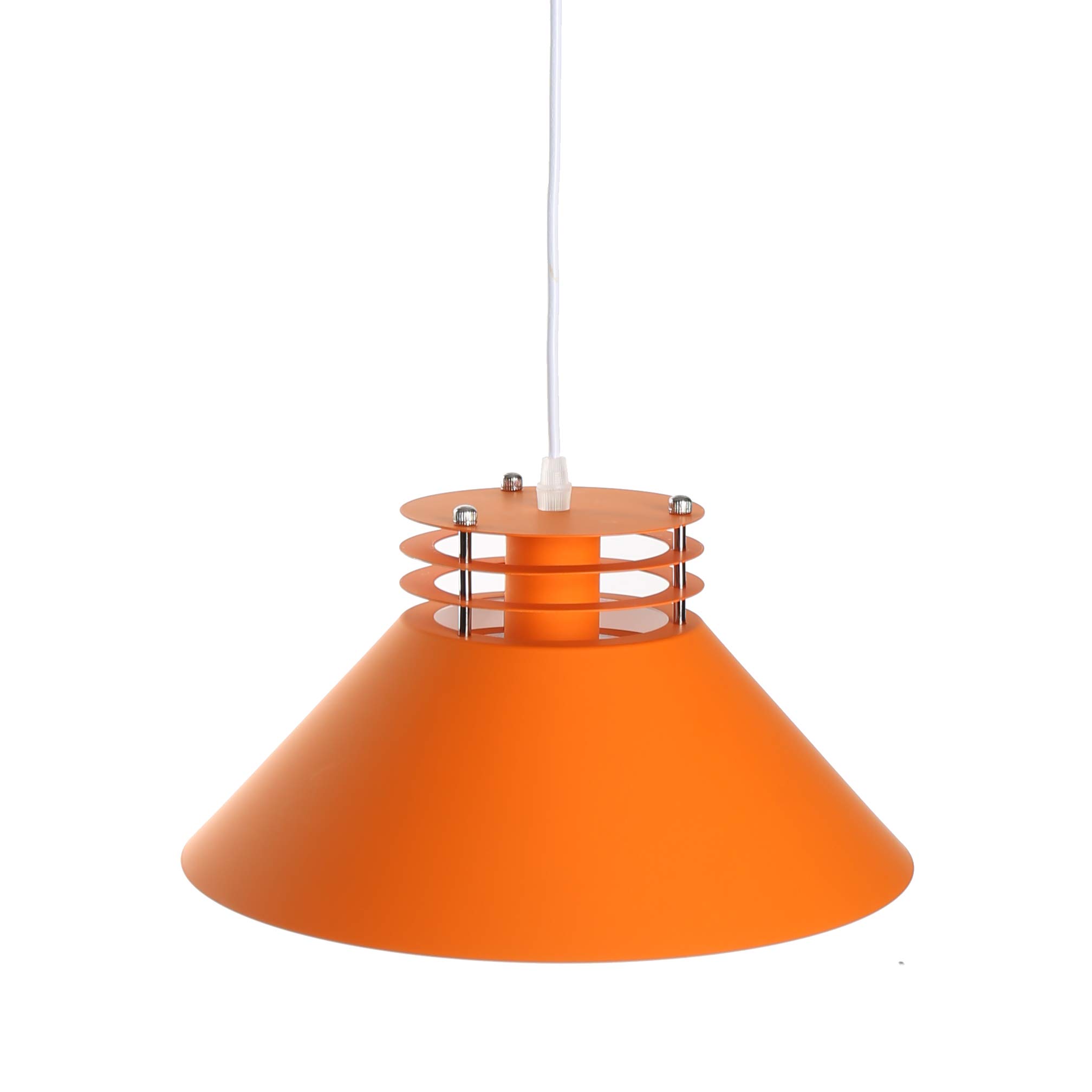 Vintage Industrial Pendant Light with Umbrella Shade - Classic Orange Hanging Ceiling Lamp for Dining Room, Kitchen Island & Living Room | Perfect for Farmhouse, Loft & Retro Home Decor