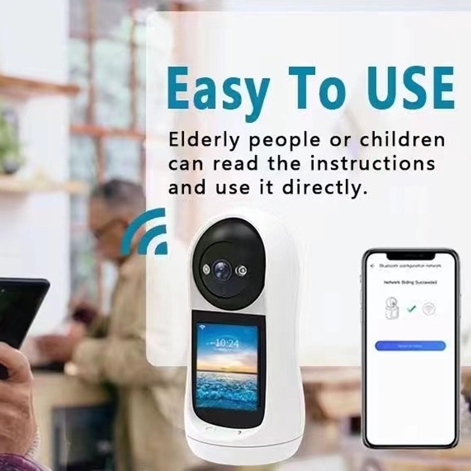 PUSOKEI 3MP Two-Way Video Pet Camera with 90° Wide Angle, AI Motion Tracking & Multi-User Sharing - Indoor Security Camera for Dogs, Baby Monitoring & Home Surveillance