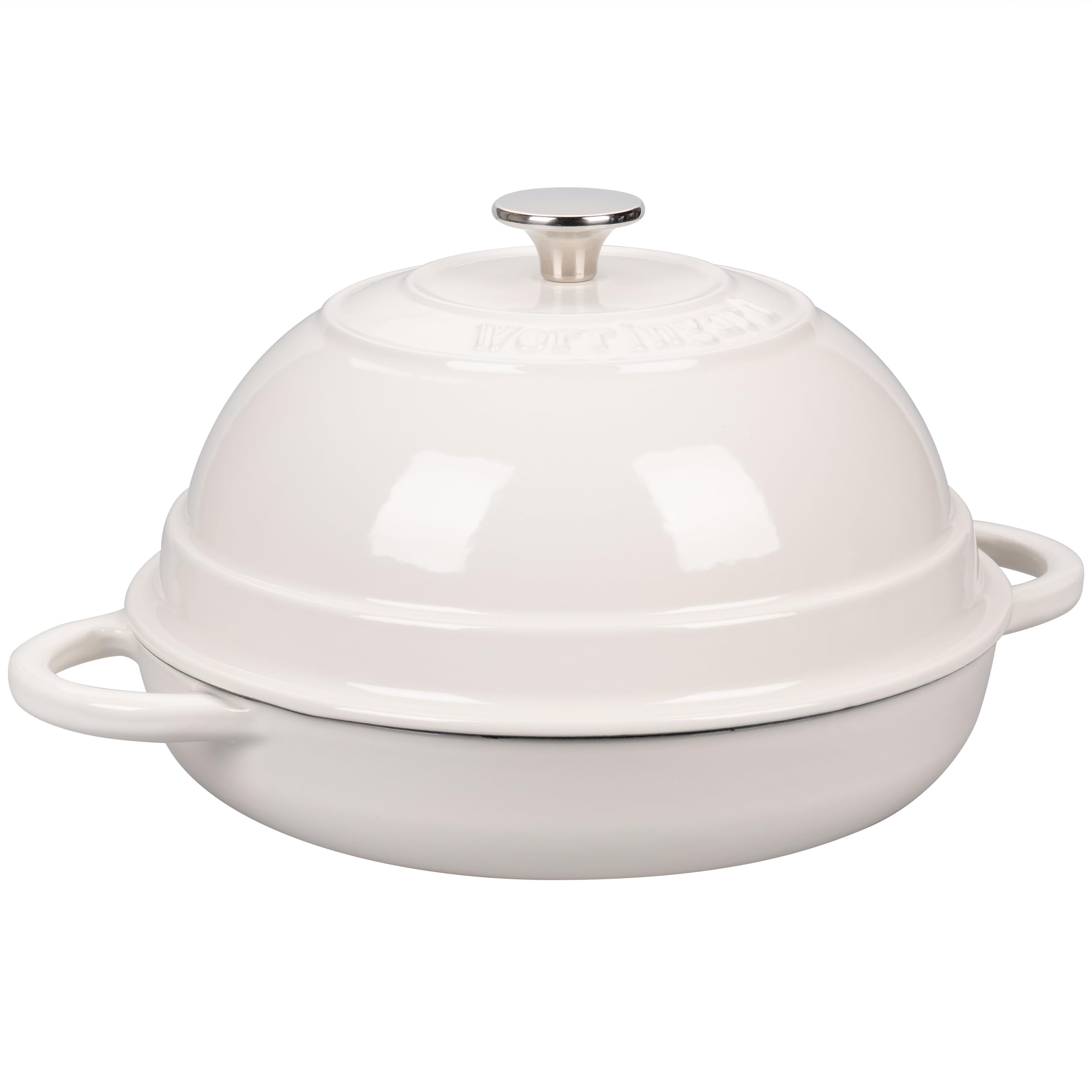 Premium 6 Quart Enameled Cast Iron Dutch Oven with Lid - Perfect for Bread Baking, Soups, Stews & Camping - White Kitchen Cookware for Home Chefs
