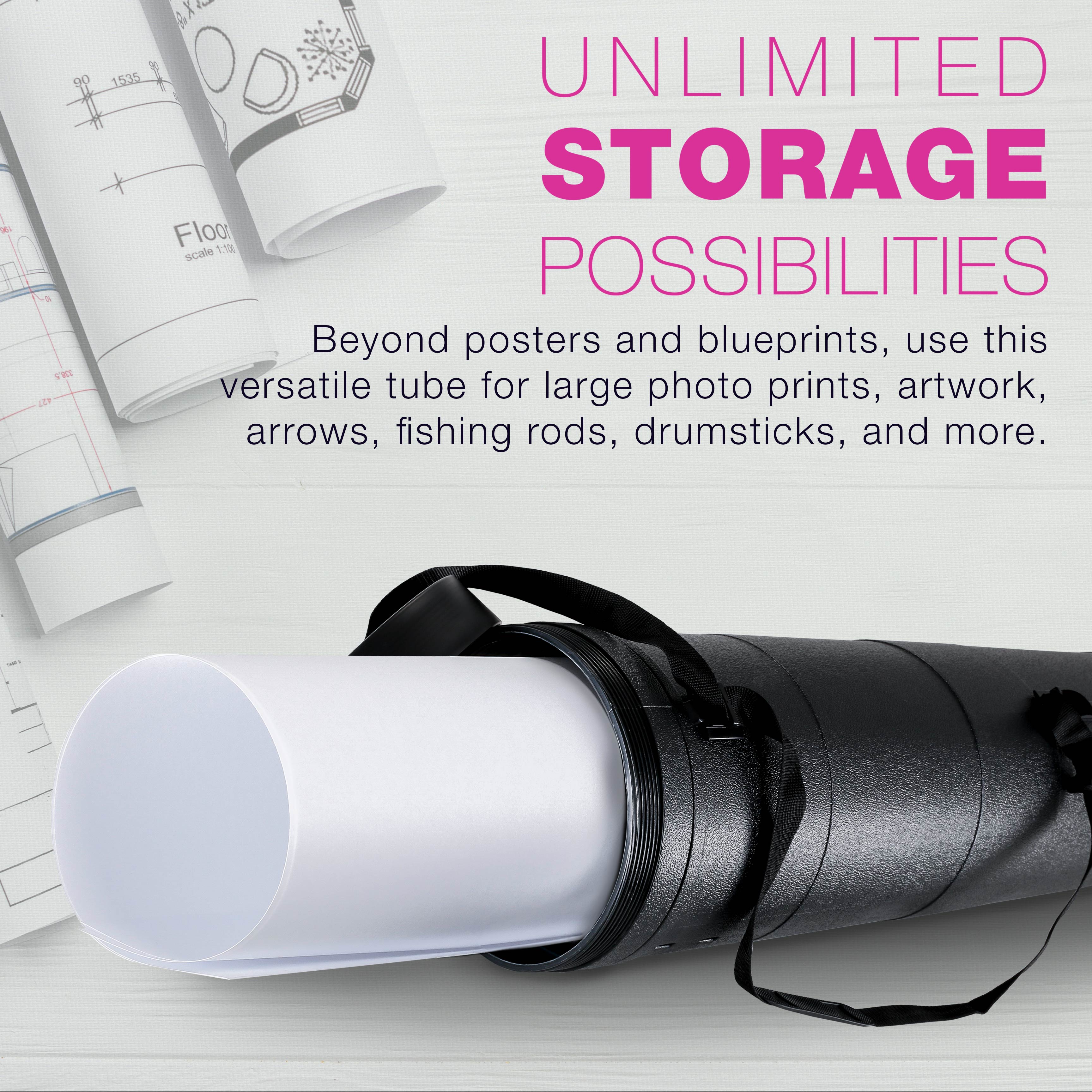 Jumbo Telescoping Poster Tube - Adjustable 36 to 62.5 Inches, 10.5 Inch Diameter - Durable Art, Blueprint & Drafting Storage Tube for Travel Protection | Perfect for Artists, Architects & Students