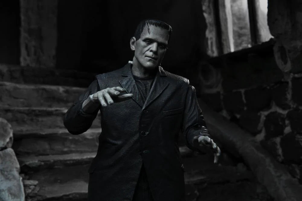 Universal Monsters Ultimate Frankenstein's Monster Action Figure - Classic Black & White Edition | Horror Movie Collectible, Halloween Decor, Gift for Monster Fans