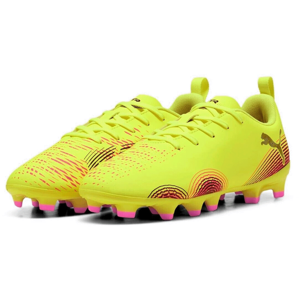 Puma Future 8 Play FG/AG Junior Football Boots for Kids - Yellow Alert/Black/Sun Struck | Lightweight Soccer Cleats for Artificial Grass & Natural Turf | Perfect for Youth Training & Matches