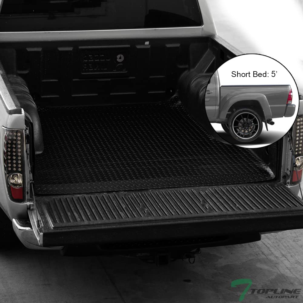 Black Rubber Diamond Plate Truck Bed Floor Mat Liner for 2005-2022 Toyota Tacoma 5ft (60