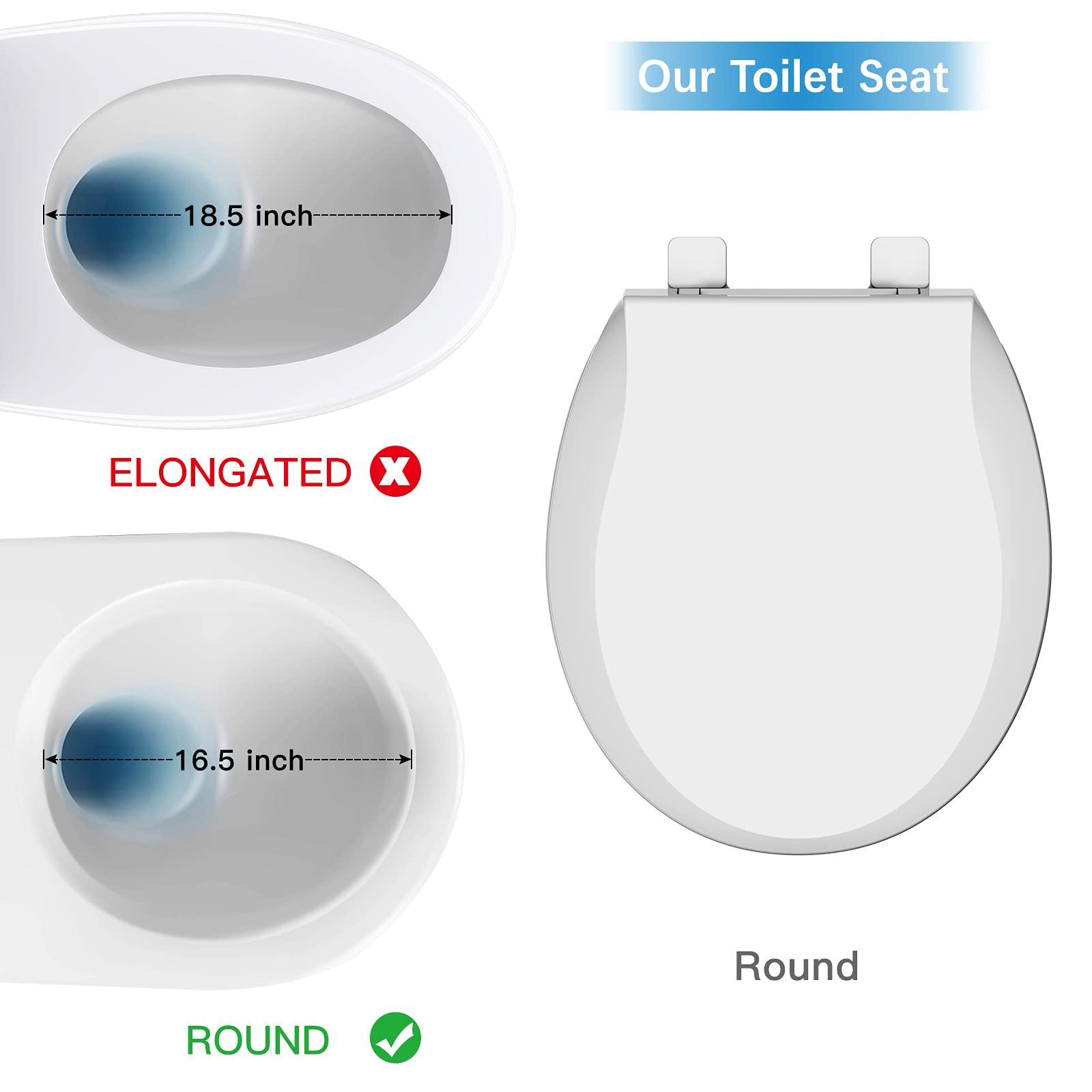 **GAOMON Durable Round Toilet Seat with Soft Close - Easy to Install & Clean, Fits Most Round Toilets - White | Perfect for Bathroom, Home & Office Use**