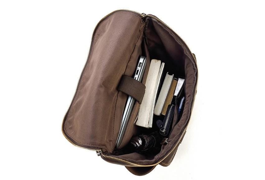 Buffalo Brown Genuine Leather Work Backpack for Men & Women - Durable Laptop Rucksack with USB Charging Port - Perfect for Office, Travel & College Commute