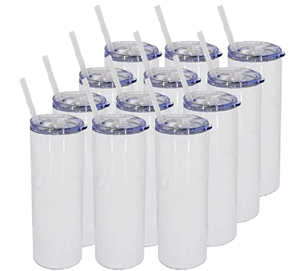 12 Pack Sublimation Tumblers - Customizable Stainless Steel Insulated Cups for DIY Crafts, Personalized Gifts & Promotional Events - Perfect for Home, Office & Outdoor Use