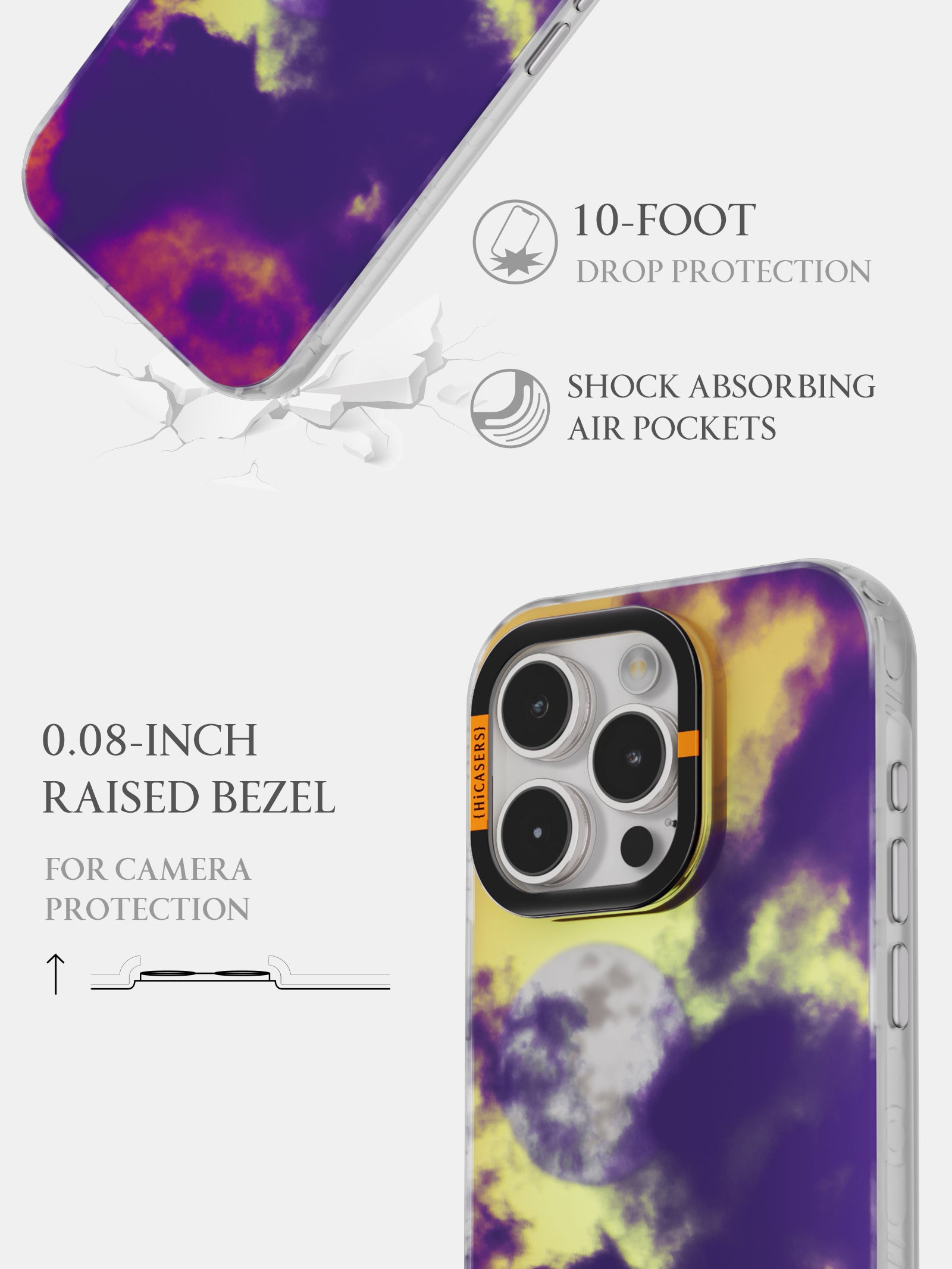 Moon Clouds Mirror Case for iPhone - Orange Aesthetic Phone Cover with Cloud Design, Perfect for Girls, Teens & Women | Trendy Protective Case for Everyday Use & Social Media Photos