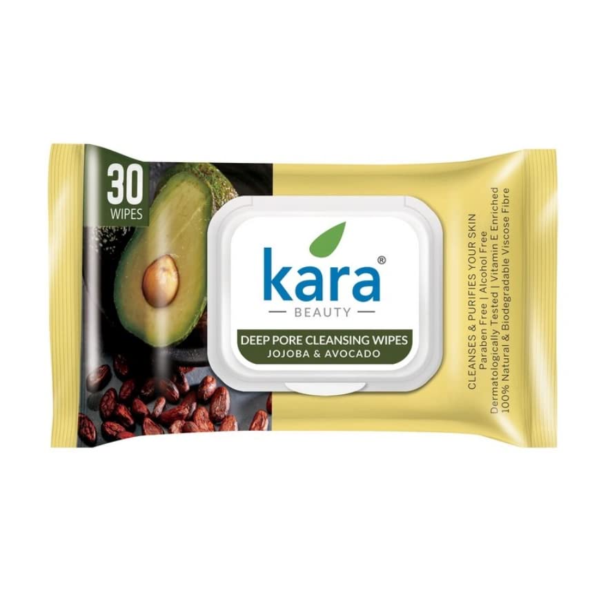 Deep Pore Cleansing Facial Wipes with Avocado & Jojoba Oil - 30 Count for Acne-Prone Skin | Makeup Removal & On-the-Go Skincare