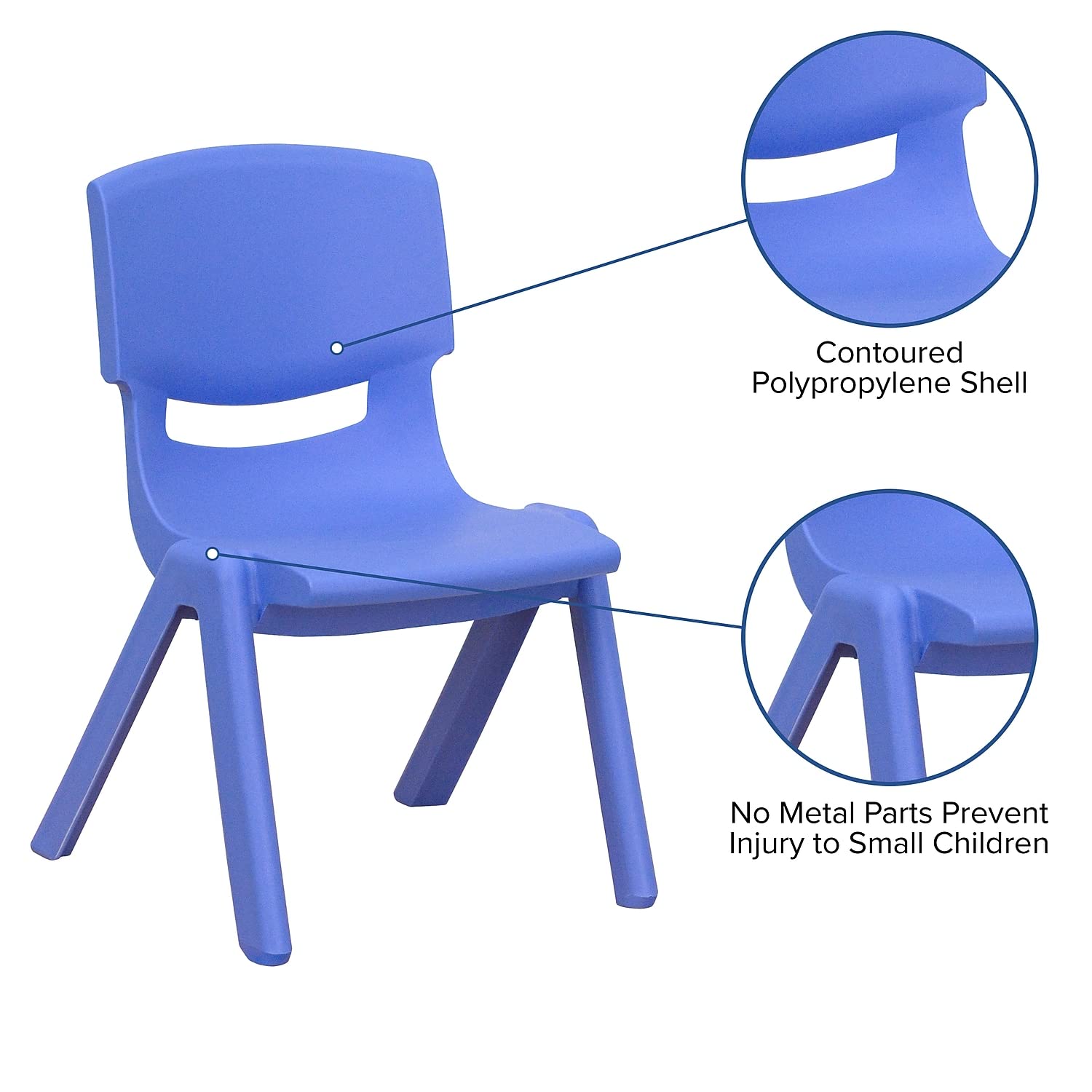 Flash Furniture Whitney 10-Pack Blue Plastic Stacking School Chairs - 12