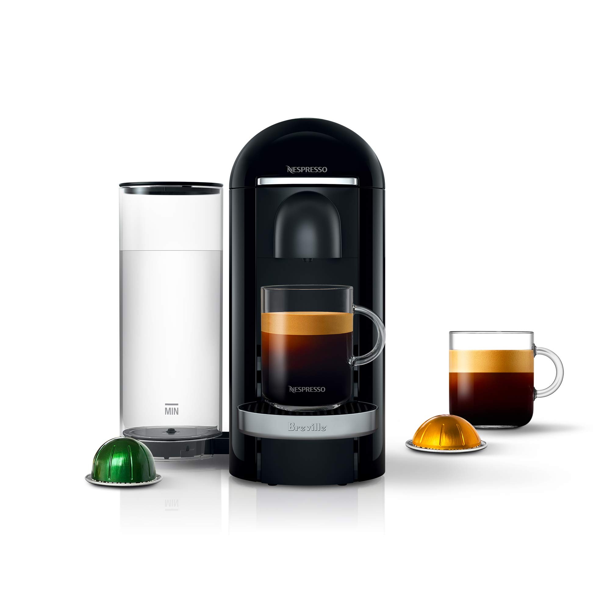 Nespresso VertuoPlus Deluxe Coffee & Espresso Machine by Breville - Premium Black for Home & Office Use
