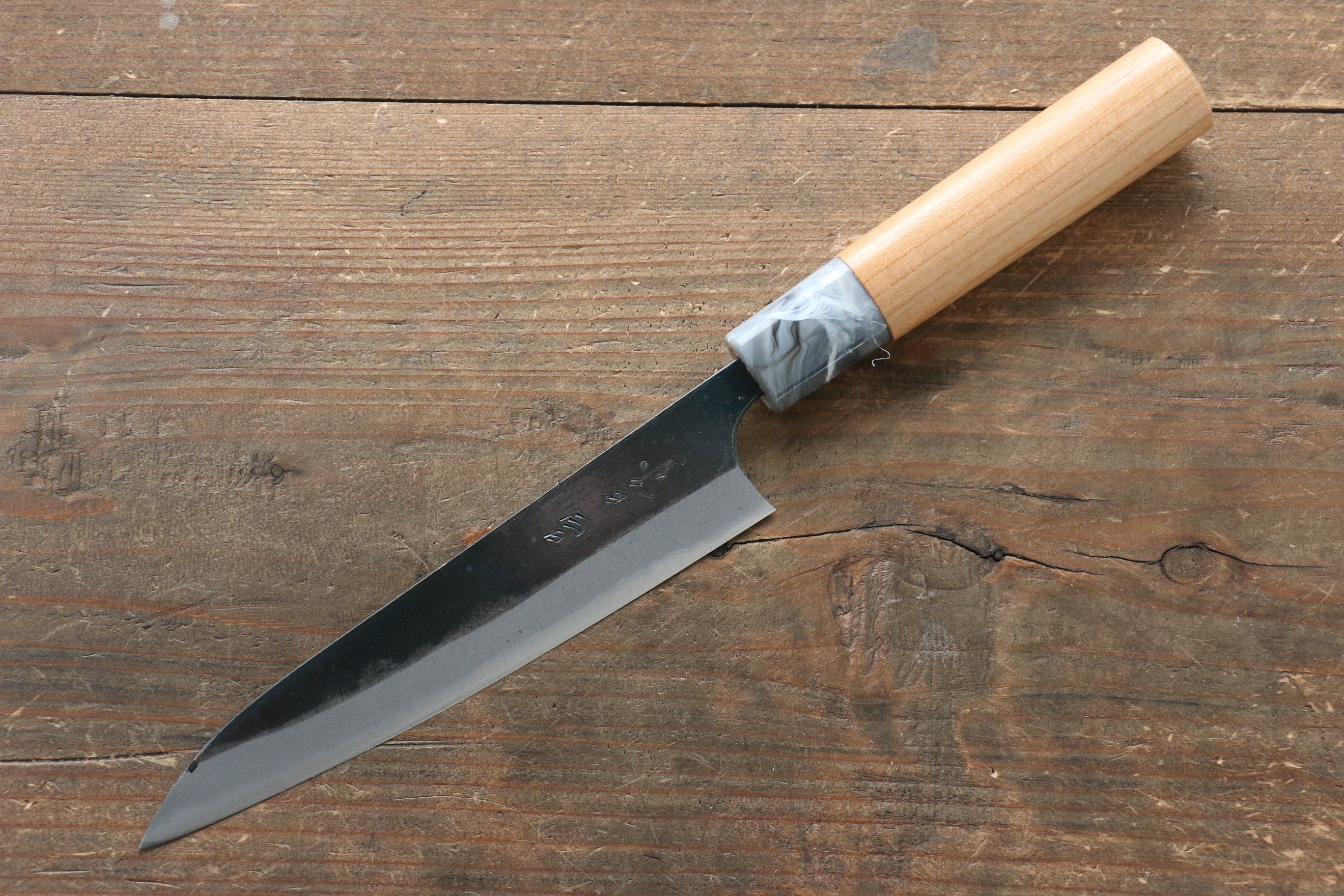 Masakage Mizu Blue Steel No.2 Petty Knife 150mm - Japanese Chef's Utility Knife with Black Finish & American Cherry Wood Handle - Perfect for Slicing, Peeling and Precision Kitchen Tasks
