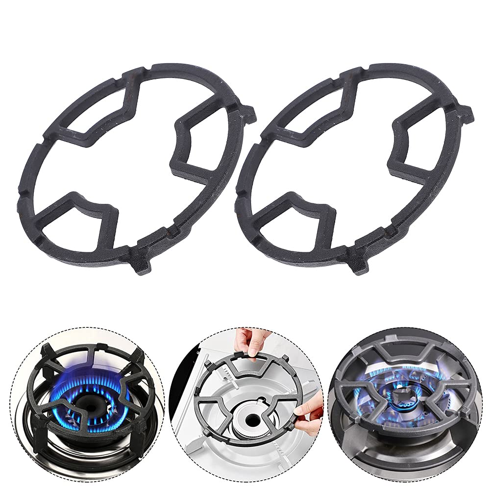 2-Pack Heavy Duty Cast Iron Gas Stove Bracket - Universal Wok Support Ring & Burner Grate for Secure Cooking - Perfect for Stir-Frying, Deep Frying & Outdoor Camping Stoves