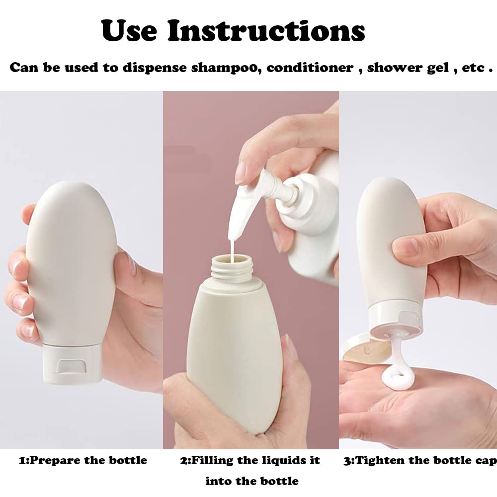 DDUP 3-Piece Travel Bottle Set (60ML) - Leak-Proof Mini Plastic Squeeze Bottles for Shampoo, Conditioner & Toiletries - Includes Storage Bag (Multicolor) - Perfect for Air Travel, Gym & Camping Essentials