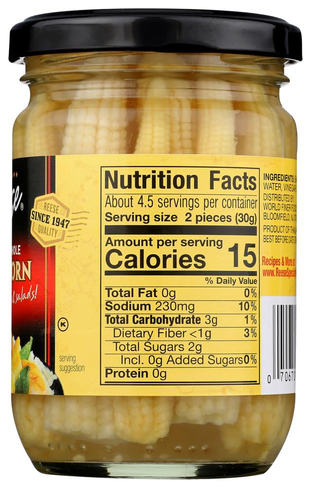 Reese Baby Corn 7 OZ (Pack of 24) - Sweet Mini Corn Cobs - Perfect for Salads, Soups, and Healthy Snacks - Canned Vegetables for Quick Meals