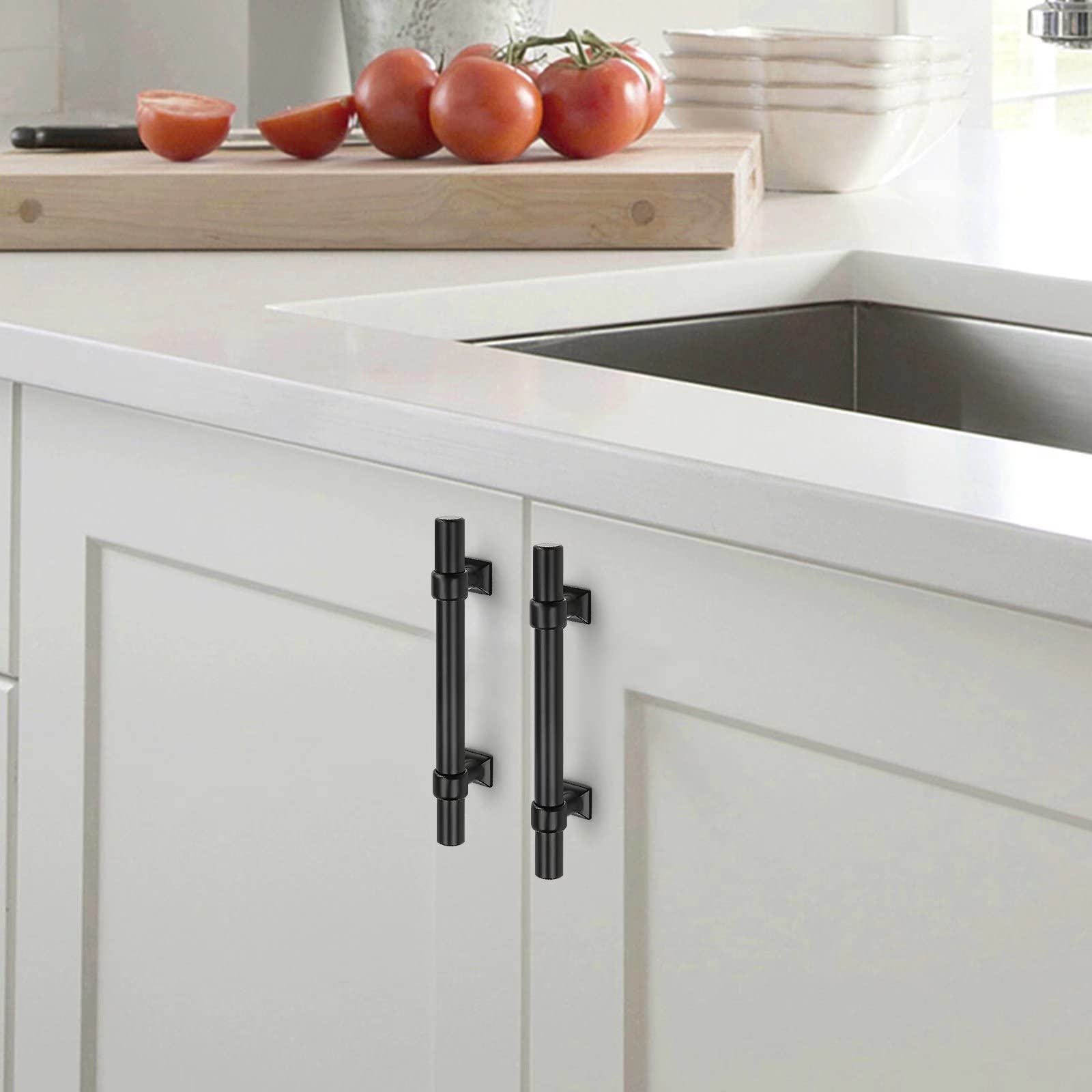 10 Pack Matte Black Cabinet Pulls - 3.5 Inch T Bar Drawer Handles for Kitchen & Bathroom, Stainless Steel Dresser Pulls for Cabinets, Drawers & Furniture (Ideal for Modern Home Renovation & DIY Projects)