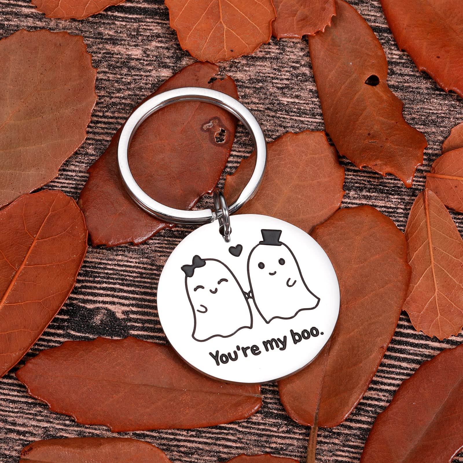Anniversary Boo Keychain - Romantic Couple Gift for Boyfriend, Girlfriend, Husband, Wife - Valentine's Day, Wedding Anniversary & Birthday Present - Cute Halloween Boo Basket Stuffer for Girls & Boys - Perfect for Couples, Gifts Under $20, Stocking Stuffers & Party Favors