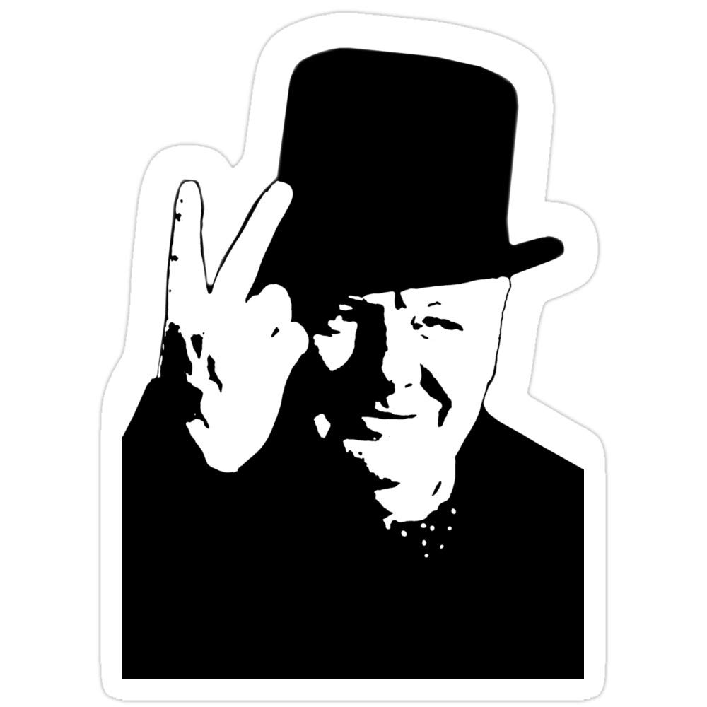 3 Pack Vintage WWII Winston Churchill Victory 'V' Sign Vinyl Stickers - Waterproof Decals for Laptop, Phone, Car, Guitar & Fridge - British Prime Minister Historical Collectibles for History Buffs & War Memorabilia Fans