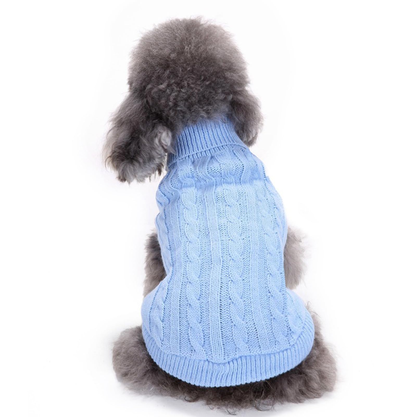 Warm Knitted Dog Sweater for Small Pets - Winter Cat & Puppy Clothes (Light Blue) - Cozy Indoor & Outdoor Wear
