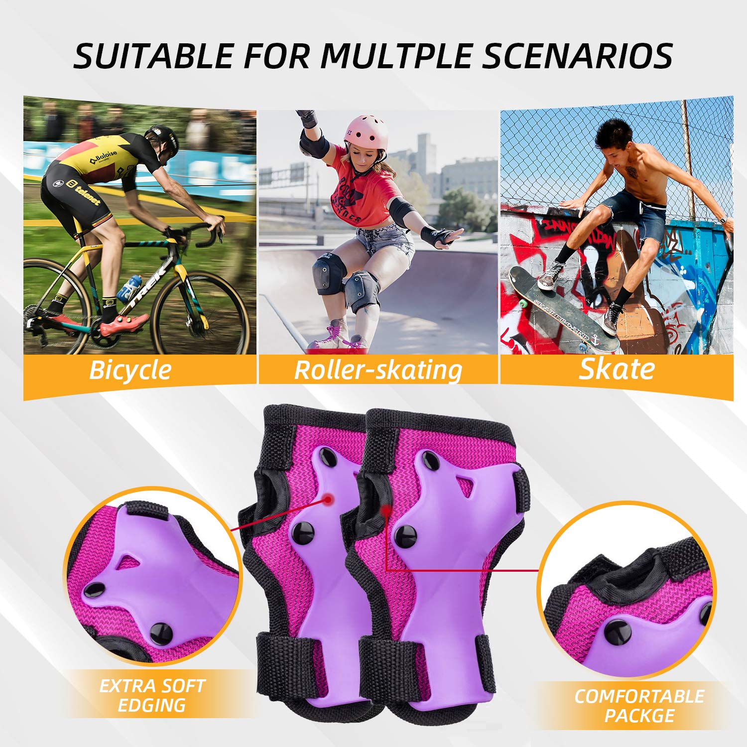 Adult/Youth/Kids Knee Pads Elbow Pads Wrist Guards Protective Gear Set - Safety Pads for Skateboarding, Cycling, Roller Skating, BMX, Scooter & Extreme Sports - Perfect for Outdoor Activities & Sports Enthusiasts