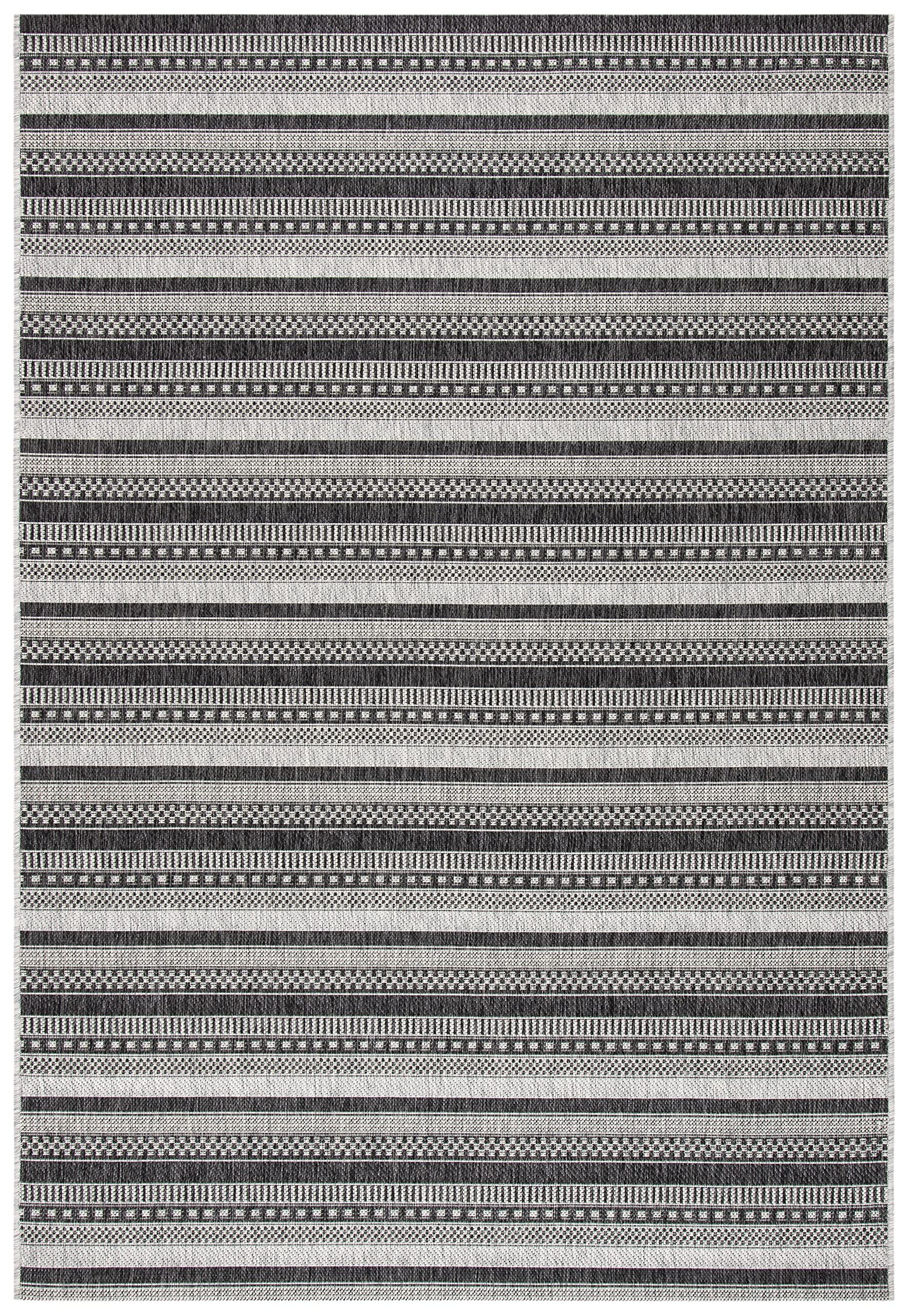 SAFAVIEH Courtyard Collection 8' x 10' Black & Grey Indoor Outdoor Waterproof Rug - Easy Clean, Stain Resistant for Patio, Backyard, Mudroom & High Traffic Areas