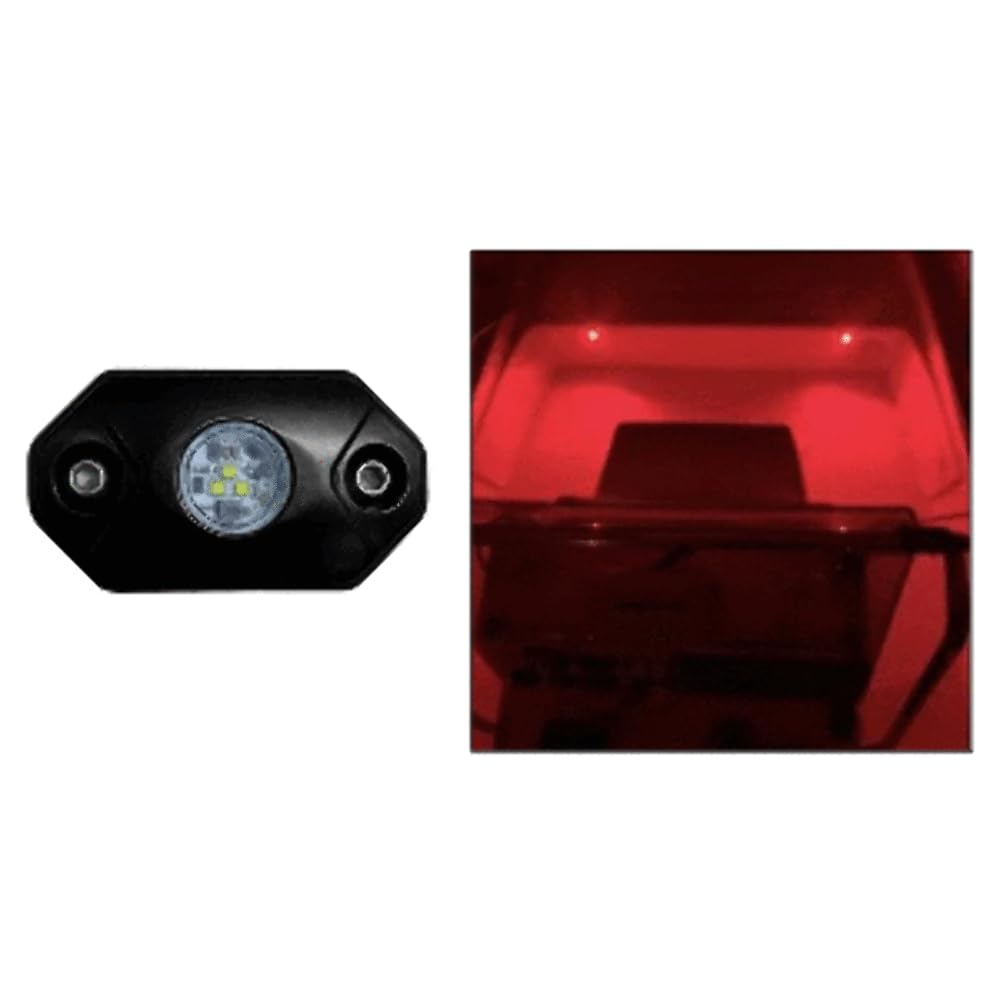 Black Oak Rock Accent Light with Red LED - Modern Black Housing for Home Decor, Landscape Lighting, and Outdoor Pathway Illumination