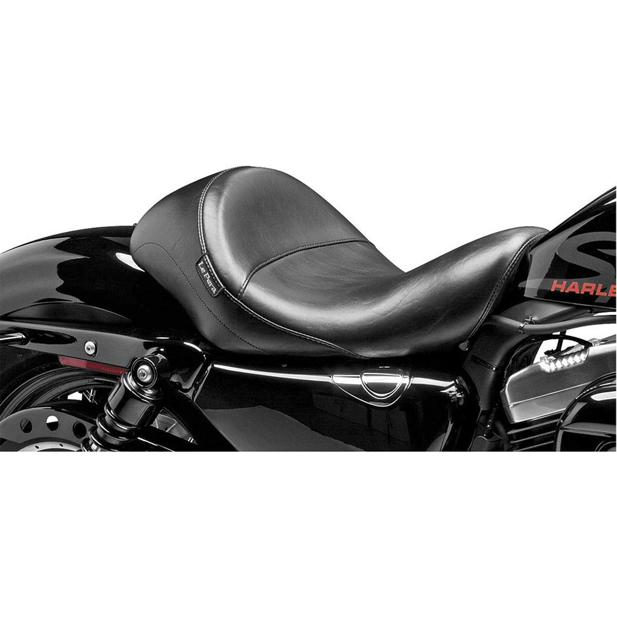 Lepera Aviator Solo Seat for Harley-Davidson XL883 2004-2006 | 3.3 Gallon Tank | Smooth Black Leather | Comfortable Motorcycle Seat for Cruisers & Long Rides