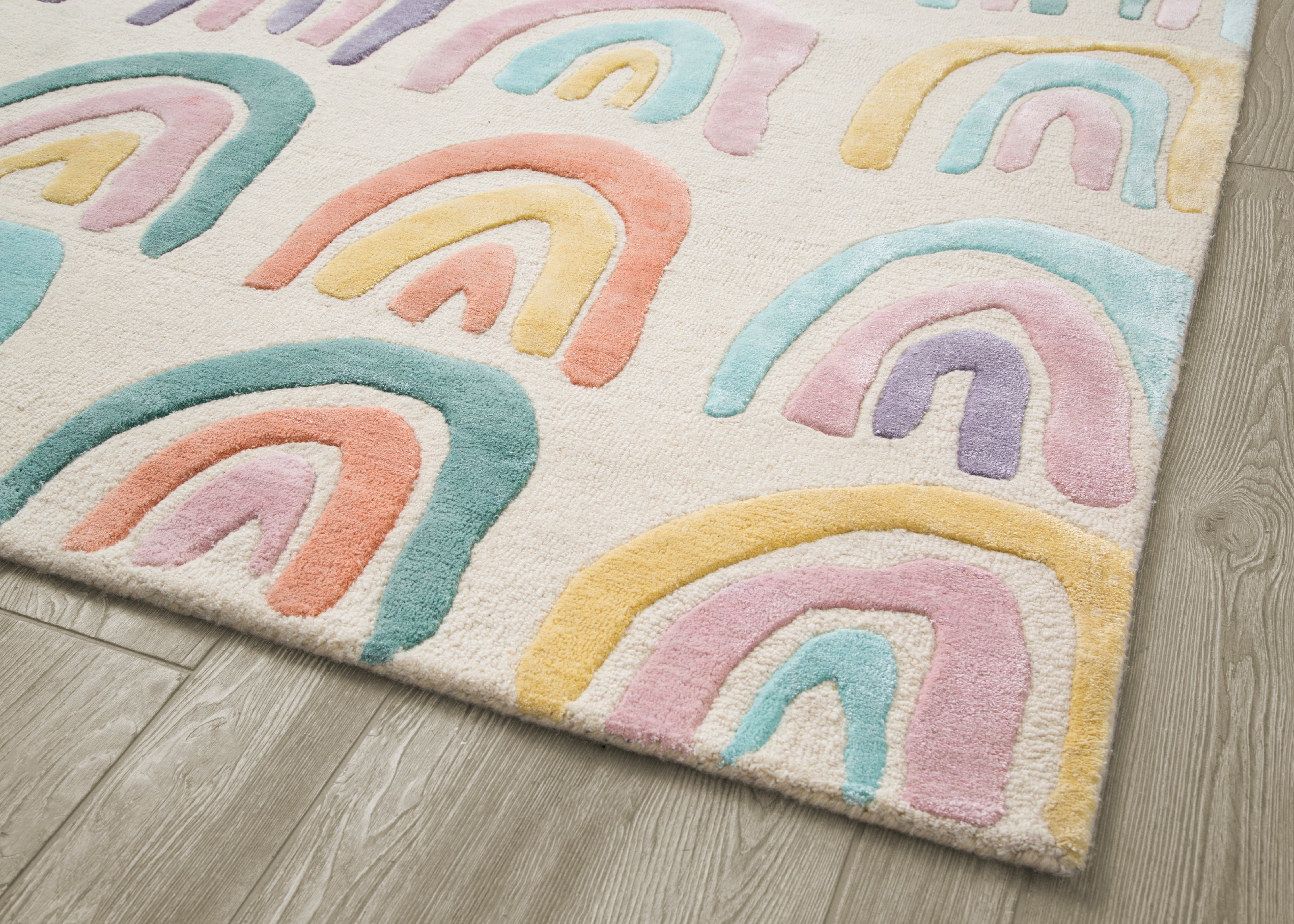 Over the Rainbow Hand Tufted Wool Blend Area Rug 5x8 - Soft Bohemian Style Rug for Living Room, Bedroom & Nursery Decor