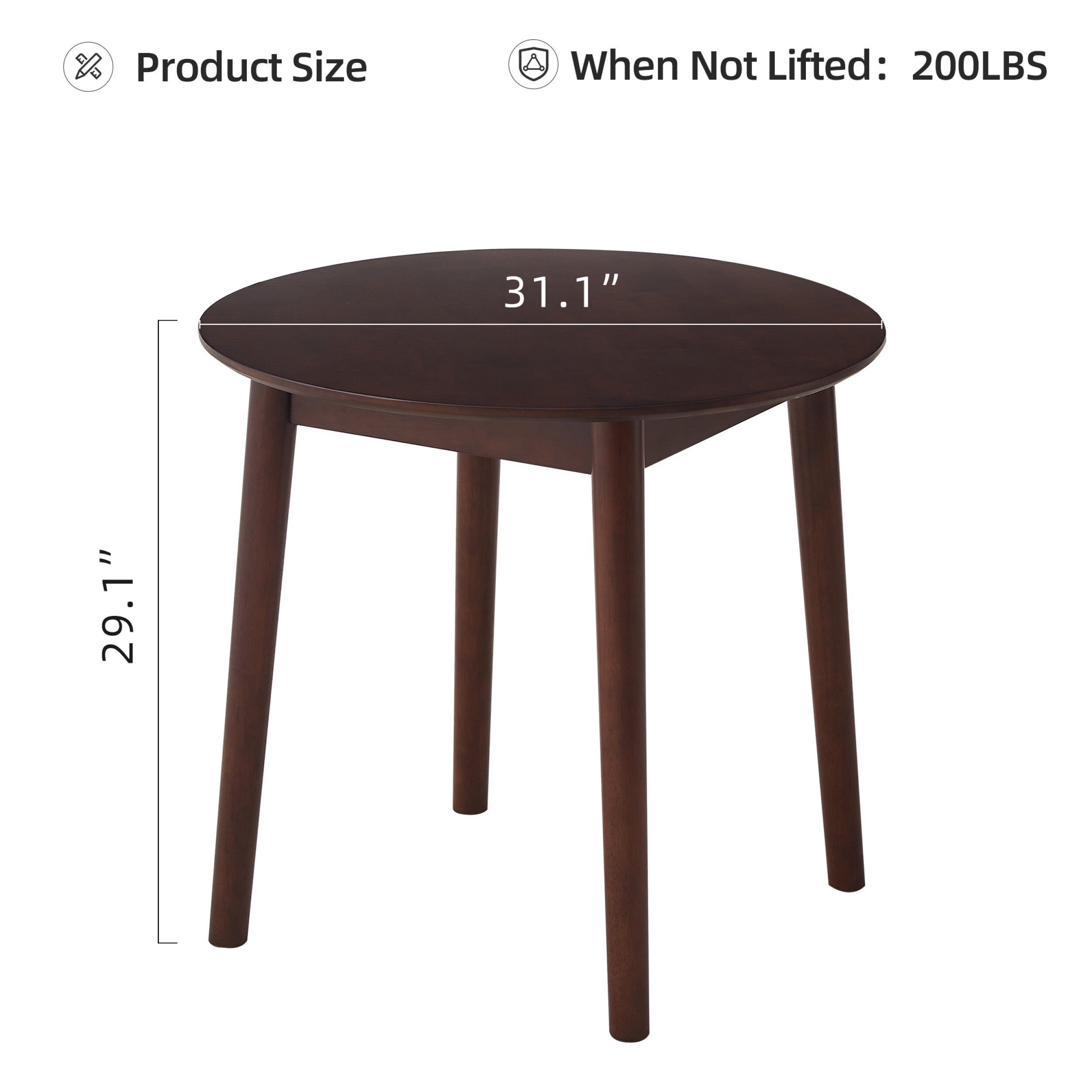 42.01 Inch Round Kitchen Dining Table for 4 - MDF Top with Wood Veneer & Rubberwood Legs - Perfect for Small Spaces, Breakfast Nook, and Cozy Family Meals