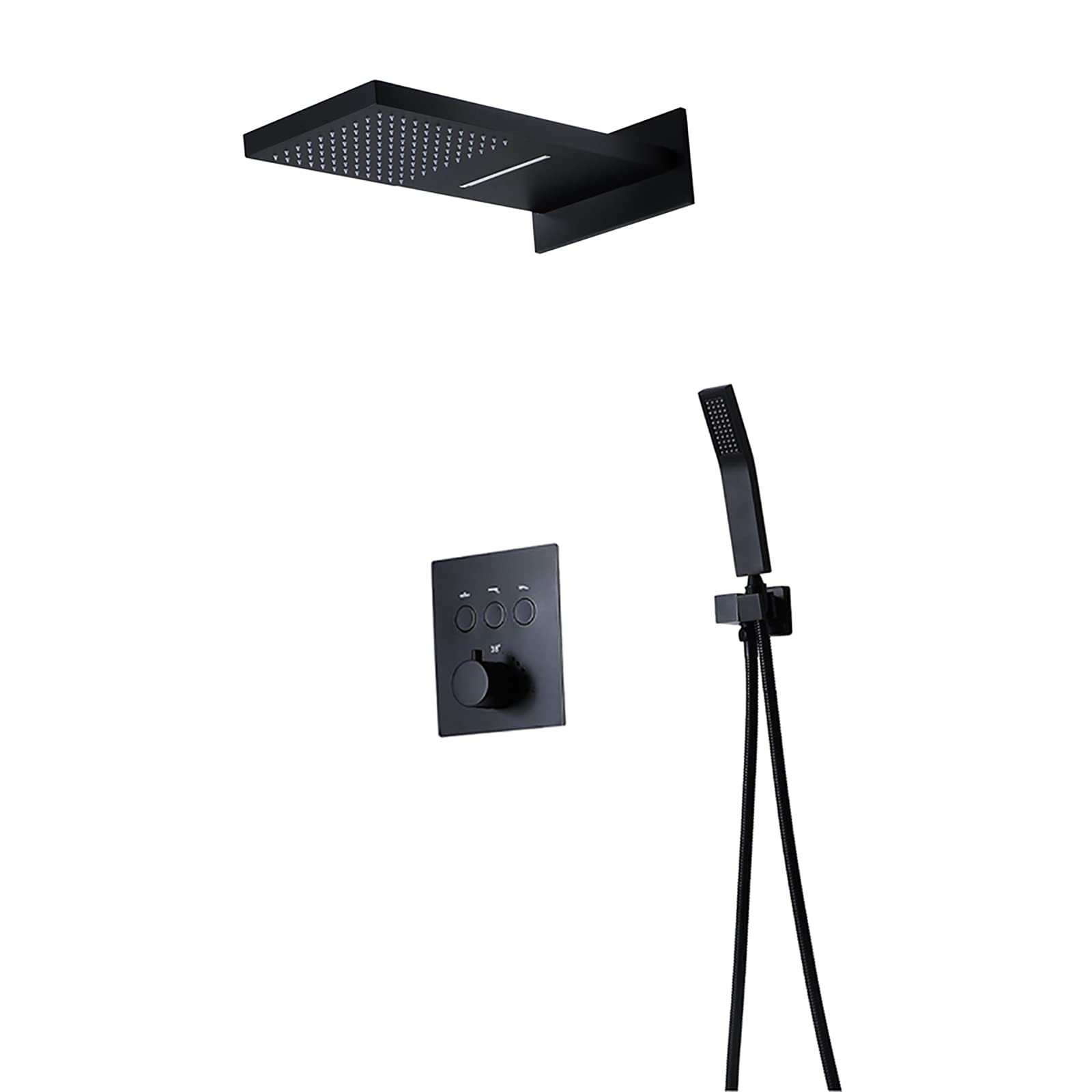 Thermostatic Shower System - Wall Mounted Rainfall Shower Head with Handheld Sprayer - Chrome Bathroom Faucet Set for Spa-Like Experience - Perfect for Master Bath & Luxury Home Renovation