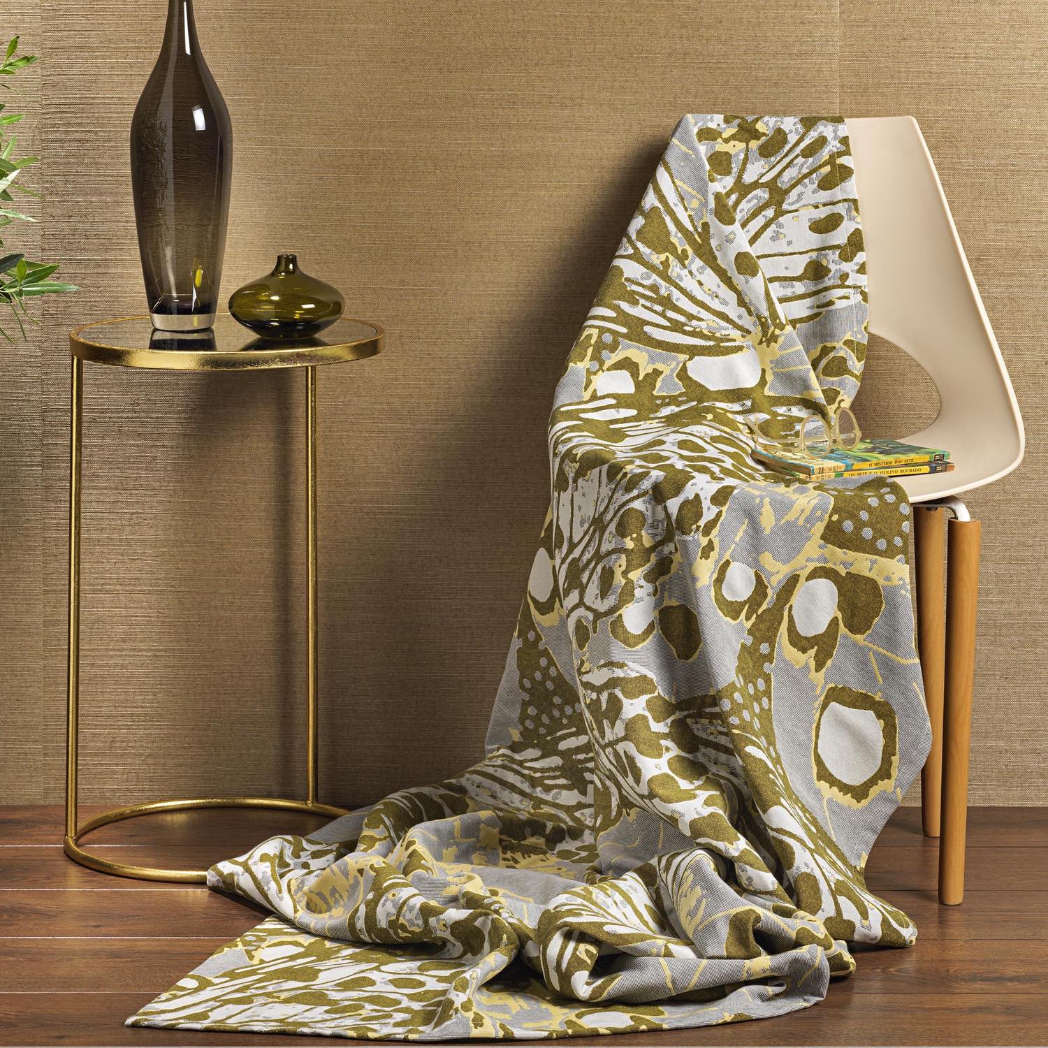 Premium Marsh Jacquard Cotton Throw Blanket - Soft & Luxurious Ochre Color - Perfect for Sofa, Bed, or Cozy Home Decor