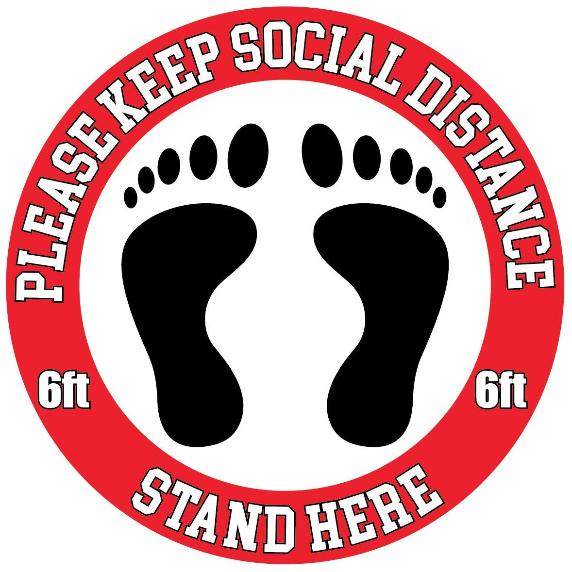 12 Inch Social Distancing Floor Decals - 10 Pack Circle Stickers for Retail Stores, Schools & Public Spaces - Non-Slip Safety Floor Markers